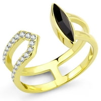 LUXE nakit dizajnira ženski ion pozlaćeni zlatni prsten od nehrđajućeg čelika sa crnim jet vrhunskim kristalom -