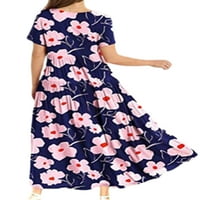 Colisha ženske duge haljine kratki rukav zgrci za vrat izrez Maxi haljine kaftan plaža cvjetna tiskana