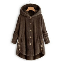 Ženski zimski kaput - gumb-down tortleneck comfy topla plišana jakna dugih rukava s dugim rukavima s