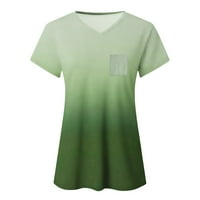 Patlollav Cleance ženske džepove casual gradijentskih V-izrez kratkih rukava s majicama