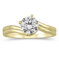Ženski AGS certificirani Carat Diamond Solitaire prsten u 14K žutom zlatu
