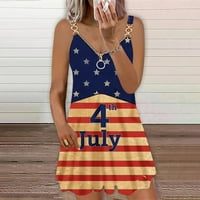 Oalirro Neovisnosti Dan bez rukava Ljetne haljine Američka zastava Midi cvjetna haljina za žene Patriotic