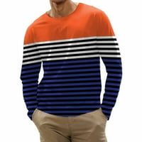 Muški modni vrhovi Casual Sports Striped Stitchting Digitalni ispis Okrugli vrat majica dugih rukava