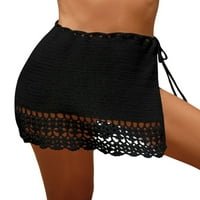 Dewadbow Ženska Crochet Cover up suknja Split Hollow Tie Up Wrap suknje za kupanje Klit plaža Bikini
