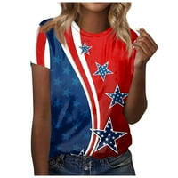 Sksloeeeeeeeg Bluze za žene USA zastava za zastavu TEE Košulja Žene 4. srpnja Poklon majica casual kratkih