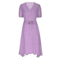 Letnje haljine u inleife za žene modni V-izrez Ženska zavoja za zavoj