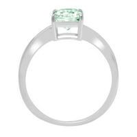 2. CT sjajan zračenje simulirani zeleni dijamant 14k bijeli zlatni pasijans prsten sz 4,75