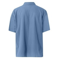 Muška majica Dizajnerska proljetna ljetna muškog povremenog pamuka pune boje majica kratkih rukava Labavi majice plava 2xl