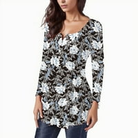Mgaohoen majice za žene Trendy ljetni boho cvjetni bluze zavijaju dugi rukav plus veličina casual labav