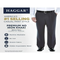 Haggar Muški veliki i visoki premium NO Iron Khaki Pleat Pant Classic Fit HC90897