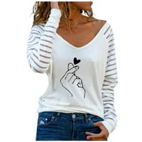 Ženska modna tiskana čipka dugih rukava V izrez Ležerne prilike plus veličina Bluze Majica Dressy za