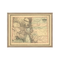 Mapa teritorija Colorado - uokvirena vintage Kolorado Mapa - History Mapa Colorado Wall Art Poster