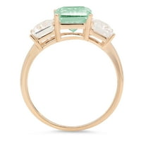 4.0ct smaragdni rez zeleni simulirani dijamant 18k žuti zlatni godišnjički angažman kamena prstena veličine