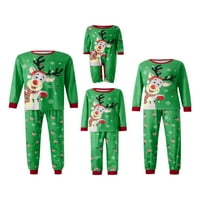 Obiteljski božićni podudatci Santa Claus elk majica s dugim rukavima casual pantalona za hlađenje Xmas odmor za spavanje Jammies Green