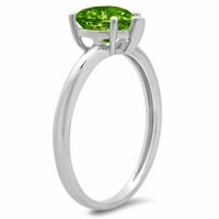 1CT srce rezano zeleno prirodno peridot 18k bijelo zlatni godišnjica za angažman prsten veličine 8.25