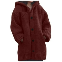 Cuoff Wouns Modni kardigan džemperi za žene jesen i zimska solidna boja džep dugih rukava šal labavi