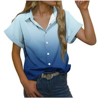 Slatki ljetni vrhovi za žene kratkih rukava Bluze Regularne fit T majice Pulover Ties Vruće gradijentne
