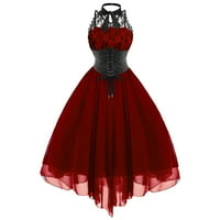 Bescita ženski gotički stil seksi banket festival haljina čipka vintage haljina šifonske haljine