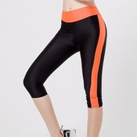 Ženska kontrola trbuha s visokim strukom Yoga Workout Capris gamaše bočni džepovi narandžasti xxxl