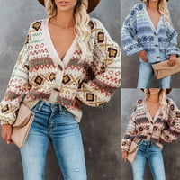 Nelbons S-3XL Dame Fashion Winter Novi pleteni džemper labav duks s džemper s V-izrezom