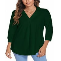 SoftMallow Ženska casual v izrez bluza za bluzu sa otvorenim remenom Tuničke košulje od punog u boji