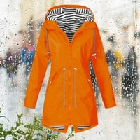 Jesen odjeća za žene Ženske modne žene Čvrsto boje kišne jakne na otvorenom s kapuljačom od kapuljača