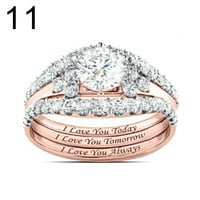 Postavite modni kristalni prsten za kristal Mikro-inlaid cirkonski prstenovi zaručnika za vjenčanje