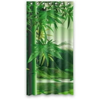 Greendecor Green World Elegance Bambus Fancy Green Planine Vodootporni tuš za tuširanje set sa kukama