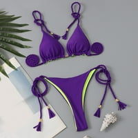 Kupaći kostim za žene Dvije kupaće kostime Čvrsta štampa Purple L