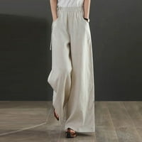 Hesxuno široke pantalone za žene, elegantne trendi solidne boje ravno hlače za noge nove stilske struke