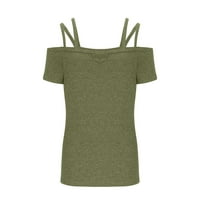Caveitl Žene vrhovi ljeto, ženska modna casual košulja sa čvrstim bojama Ogrlica za suspenziju Top Green,