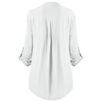Bluze za žene Ležerne prilike s dugim rukavima, majice s majicama Henley ljeto bijeli 3xl