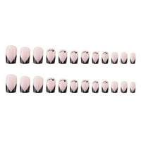 Ružičasti i crne umjetne nokte Lagani šarmantni lažni nokti za žene Djevojke Modeli ljepila za ukrašavanje