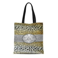 Platno torba Old Leopard Silver Bling Concho West Southwest Western Dizajn za ponovni torbi za ponovnu