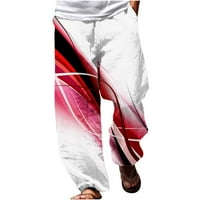 Tuphregyow muške vučne pješačke labave ravne hlače lagane elastične struke duge hlače u ležernim pantalonama