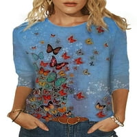 Voguele dame majica Crew izrez TEE apstraktni ispis T majica na vrhu okrugli ovratnik pulover stil l