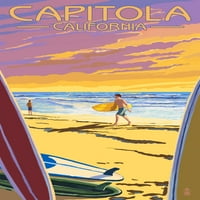 Capitola, Kalifornija, Surfers na zalasku sunca