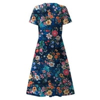 Smihono Ljeto Midi Tunic A Line haljina za žene Klasična cvjetna kućna haljina V izrez Babydoll Comfy