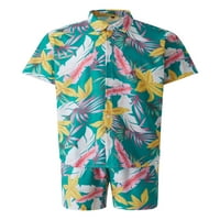 Eyicmarn muške havajske košulje, modni ispisani gumb dolje majica kratkih rukava + set kratkih hlača