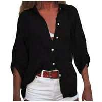 Odieerbi majice za žene vrhovi bluze modni casual solid-dole vrat kardigan dugih rukava labav majica