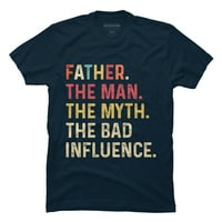 Muški otac - čovjek - mit loš utjecaj - najbolji otac muški ugljen sivi grafički grafički tee - dizajn