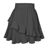 Ženska slojevljena lažna suknja Solidna boja elastična struka mini klika suknja Ljetna plaža Flowy Tired