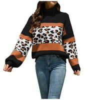 Wyongtao ženski pulover pulover okrugli vrat dugih rukava labav leopard tisak za ispis bluza pleteni