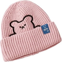Ženski zimski beanie hat trendi medvjeda za vez toplog mekanog rastezanog boca pletenog šešira za hladno