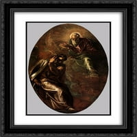 Tintoretto matted crnarna ukrašena uokvirena umjetnička ispisa Vječni otac se pojavljuje Mojsijama