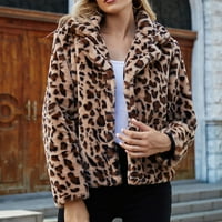 Symoid Womens Fau krzneni kaputi i jakne - dame topla FAU Fur kaput jakna Zimska leopard isključuju