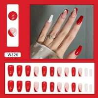 Bijeli i crveni francuski stil lažni nokti sušili materijal nježan za nokte i nok za kožu za trošenje