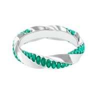 Okrugli oblik smaragdno uvijeni vječni prsten za žene, 14k bijelo zlato, SAD 13,00