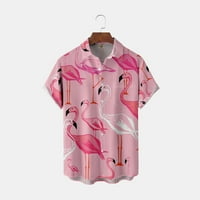 FNYKO majice za muškarce i dječake Ljetni Havajski Flamingo opušteno-fit casual s kratkim rukavima na