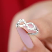 Prirodni dijamantski beskonačnost Obećaj prsten za žene, 14k bijelo zlato, SAD 7,00